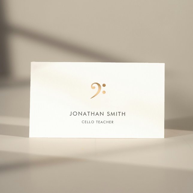 Cello Teacher Guld Bass Clef Modern Visitkort (Skapare uppladdad)