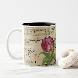 Cello Tulip Vintage Lakan Music Customized Två-Tonad Mugg