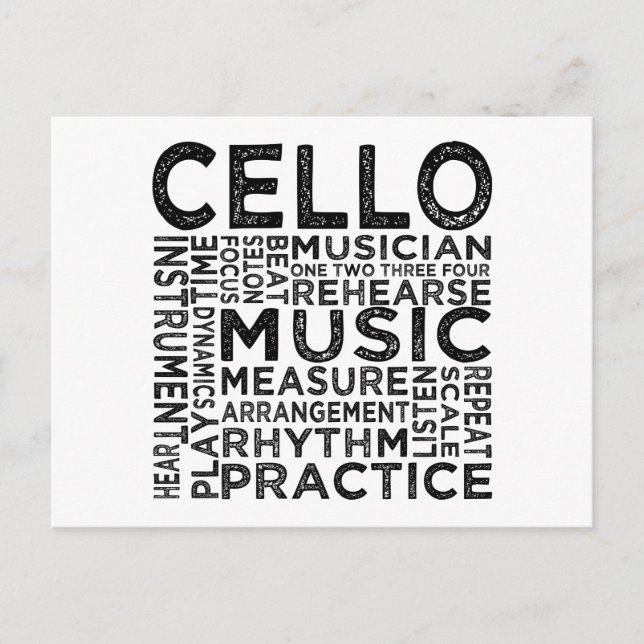Cello Typography Vykort (Framsida)