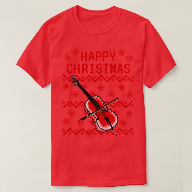 Cello Ugly jul Cellist Musician T Shirt (Design framsida)