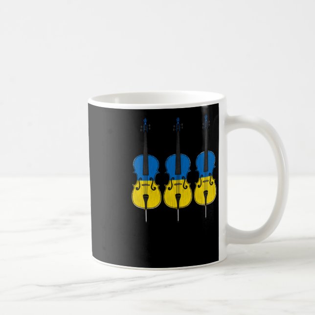 Cello Ukrainian Flag Cellist String Musician Stick Kaffemugg (Höger)