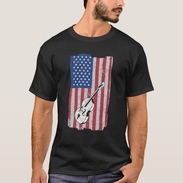 Cello USA flagga Cello Player Cellist T Shirt (Framsida)
