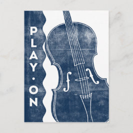 Cello-vykort - Vintage Retro Navy Blue White Vykort