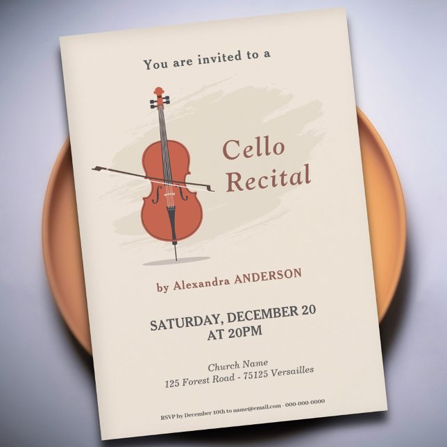 Cellomusikkonsertinbjudan Inbjudningar (Cello Music Recital Invitation)