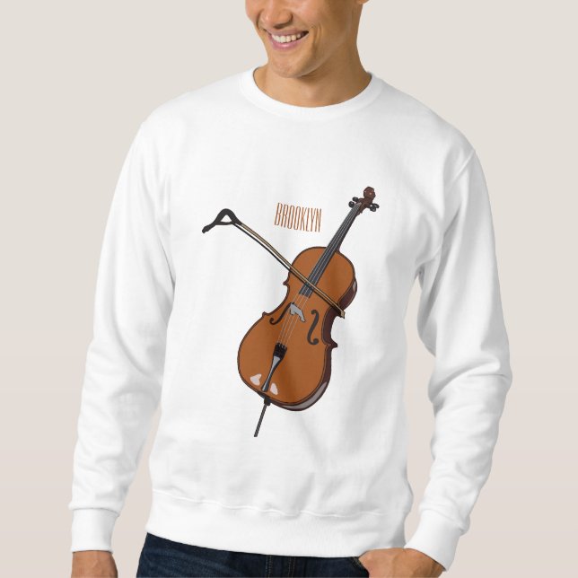 Cellos tecknad illustration lång ärmad tröja (Framsida)