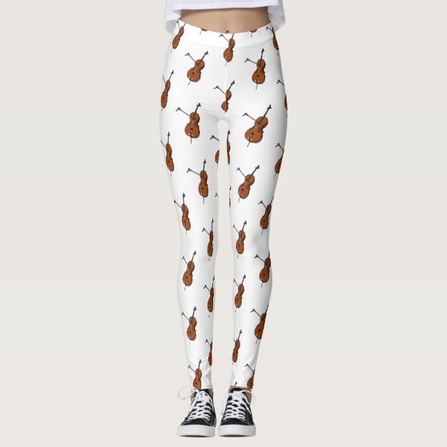 Cellos tecknad illustration leggings (Framsida)