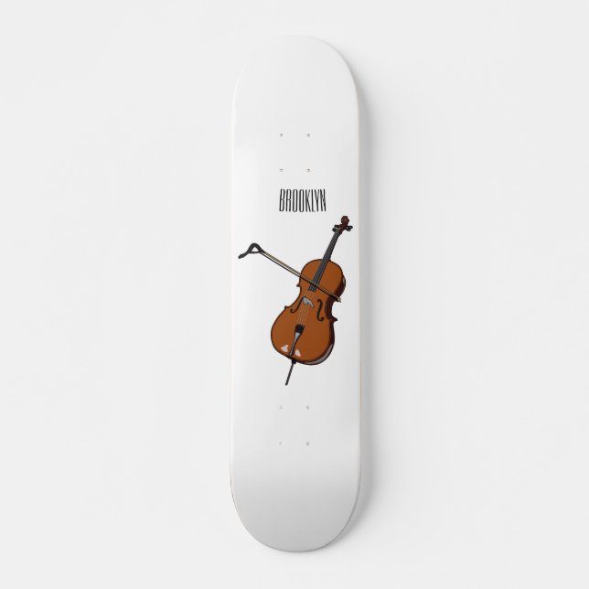 Cellos tecknad illustration mini skateboard bräda 18,5 cm (Framsida)