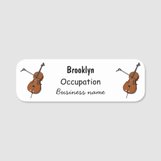 Cellos tecknad illustration namnbricka (Framsida)