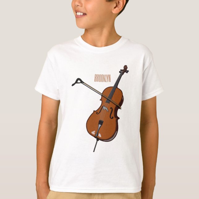 Cellos tecknad illustration t shirt (Framsida)