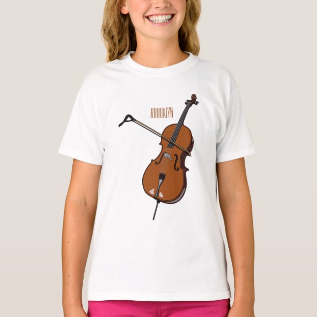 Cellos tecknad illustration t shirt (Framsida)