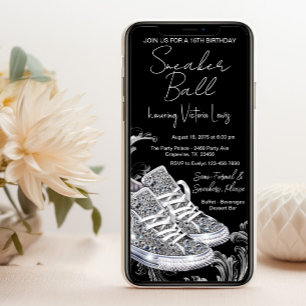 Celltelefon Diamant Sneaker Ball Födelsedagsfest  Inbjudningar