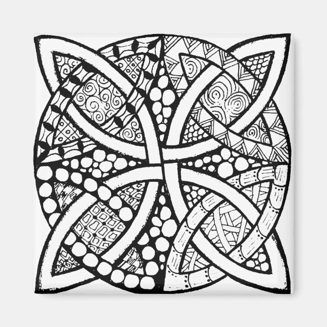 Celtc Knot Black and White Magnet (Framsidan)