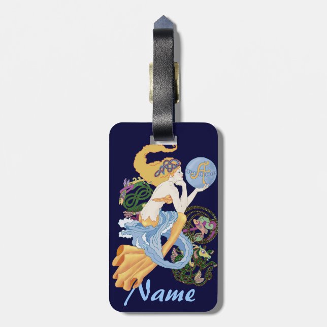 Celtic "A " för Aquariussjöjungfru Bagagebricka (Baksidan Lodrät)