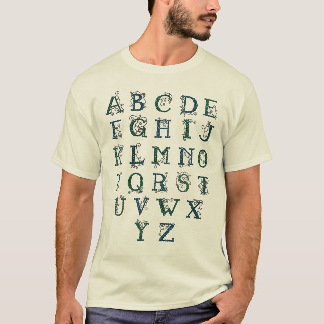 Celtic alfabetskjorta tee shirt (Framsida)