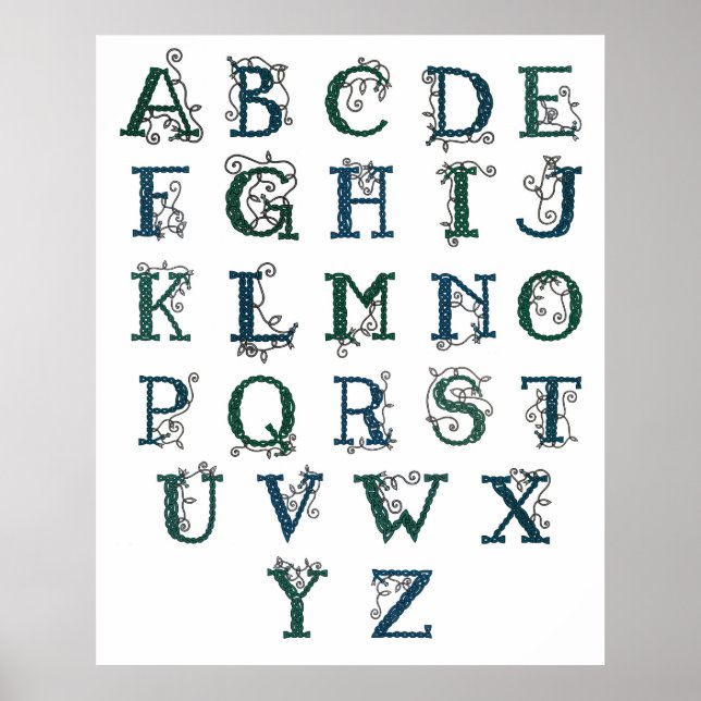 Celtic Alphabet print Poster (Framsidan)