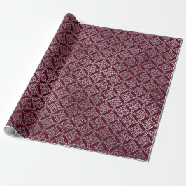 Celtic Arabesque Moroccan Maroon Burgundy Silver Presentpapper