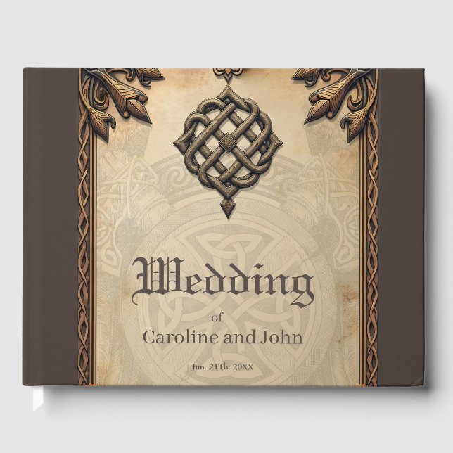 Celtic art and floral splendor in warm tones.  gästböcker (Framsida)