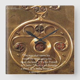 Celtic Artifact & Proverb on Wall Clock Fyrkantig Klocka