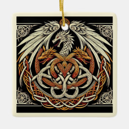 Celtic Beige Dragon Julgransprydnad Keramik