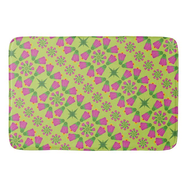 Celtic Bell Flower Mandalas Grönt Bath Mat Badrumsmatta (Framsidan)