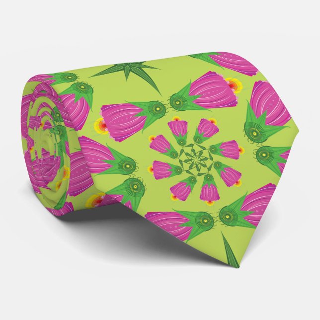 Celtic Bell Flower Mandalas Grönt Neck Tie Slips (Rullad)
