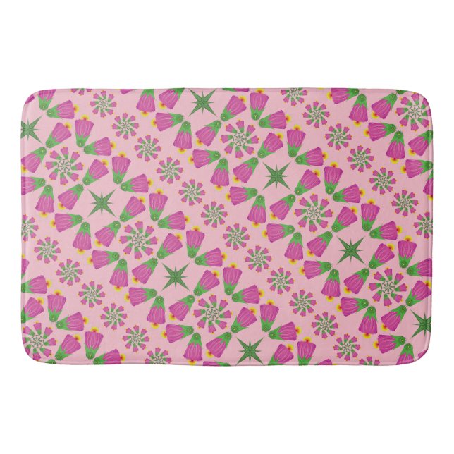 Celtic Bell Flower Mandalas Rosa Bath Mat Badrumsmatta (Framsidan)