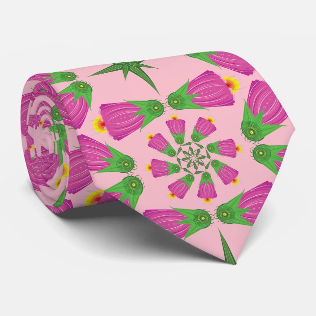 Celtic Bell Flower Mandalas Rosa Neck Tie Slips (Rullad)