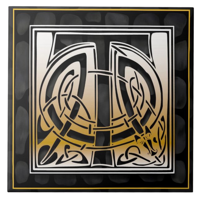 Celtic Black Stone T Monogram Finare Tile Kakelplatta (Framsidan)