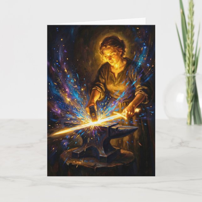 Celtic Blacksmith Goddess Forging Sword Fantasy Ar Kort (Framsida)