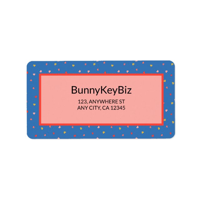 Celtic Blue Mini Hearts Business Company Adress Adressetikett (Framsidan)