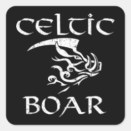 Celtic Boar Tribal Irish illustration Fyrkantigt Klistermärke