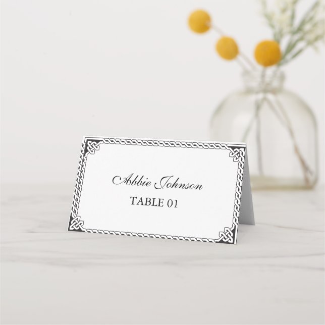 Celtic Border Frame Wedding Place Card Placeringskort (Framsida)