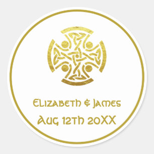 Celtic Bröllop Faux Guld Celtic Knot Kor Runt Klistermärke
