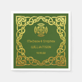 Celtic Bröllop Grönt Faux Guld personalize Pappersservett
