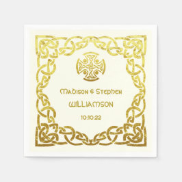 Celtic Bröllop Ivory och Faux Guld personalize Pappersservett