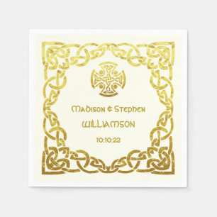 Celtic Bröllop Ivory och Faux Guld personalize Pappersservett