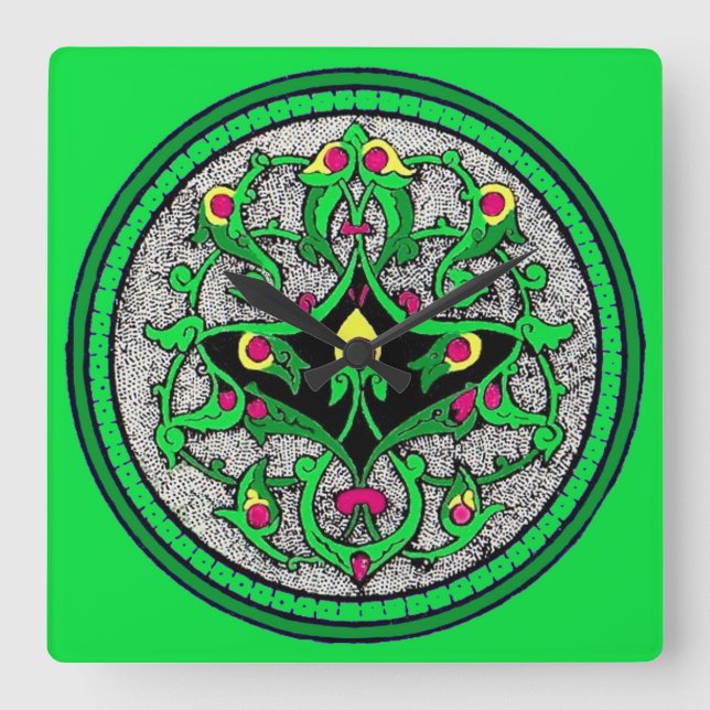 Celtic cartouche fyrkantig klocka (Framsida)
