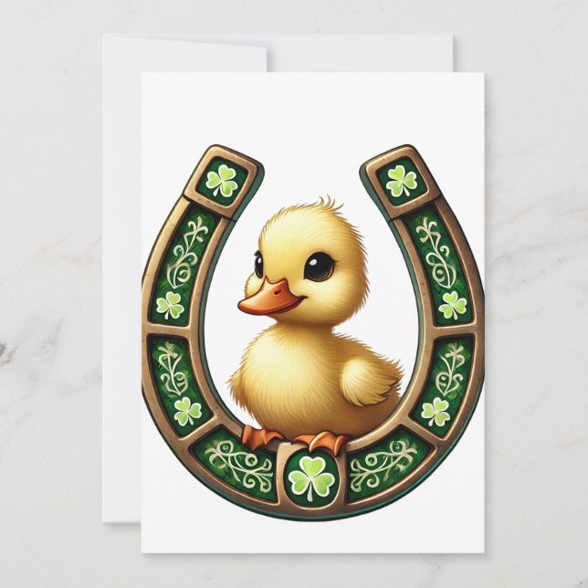 Celtic Charm: Duckling on a Horseshoe Investigatio Inbjudningar (Framsida)