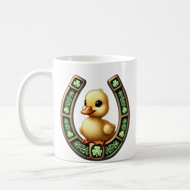 Celtic Charm: Duckling på en hästskon Mugg (Vänster)