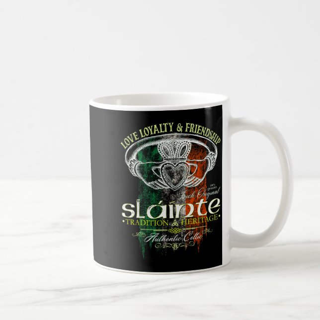 Celtic Claddagh Slainte Nge Irish Flag St. Patrick Kaffemugg (Höger)