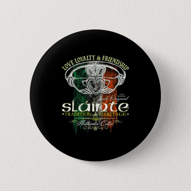 Celtic Claddagh Slainte Nge Irish Flag St. Patrick Knapp (Framsida)