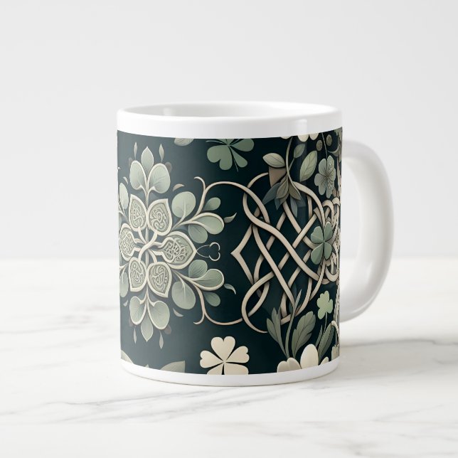 Celtic Clover Floral Charm Jumbo Mugg (Framsida höger)