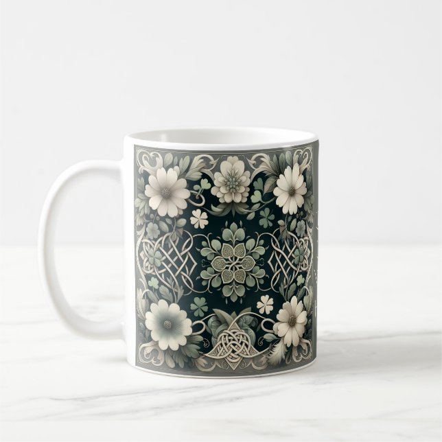 Celtic Clover Floral Charm Kaffemugg (Vänster)