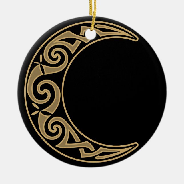 Celtic Crescent Måne Julgransprydnad Keramik (Framsidan)