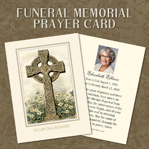 Celtic Cross Floral Funeral Memorial Prayer Tilläggskort