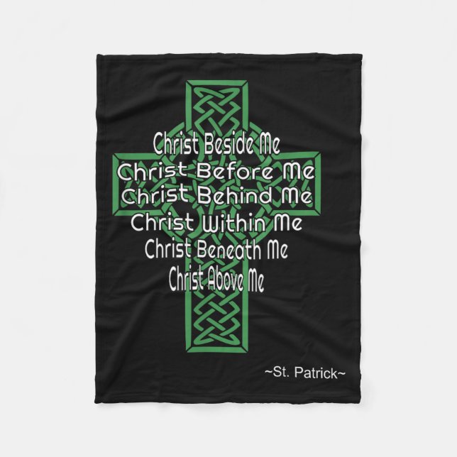 Celtic Cross Shirt St Patrick's Prayer Christian  Fleecefilt (Framsidan)