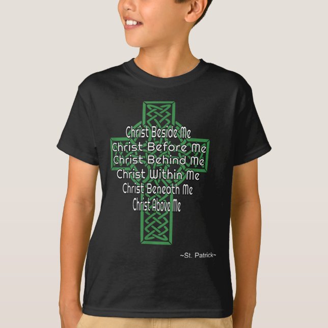 Celtic Cross Shirt St Patrick's Prayer Christian  T Shirt (Framsida)