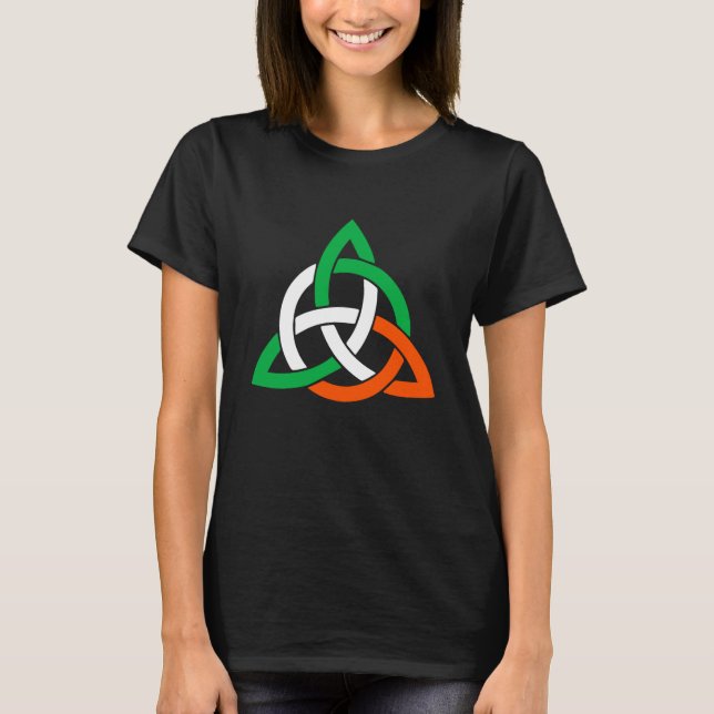 Celtic Cross Trinity Knot Triquetra Irish Flag Poc T Shirt (Framsida)