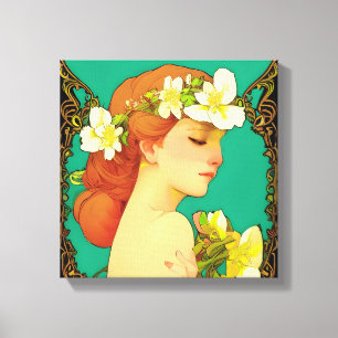 Celtic Dam med Flowers i Hair Canvastryck