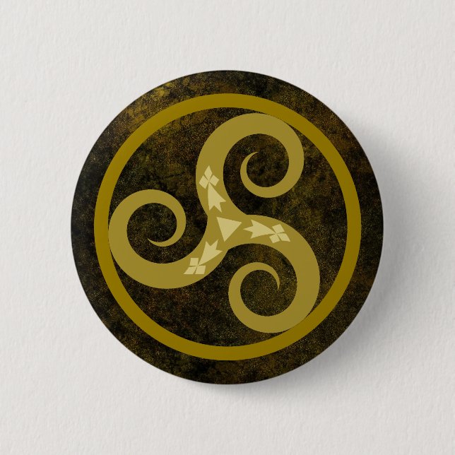 Celtic Decorative Guld Triskele Symbol Knapp (Framsida)